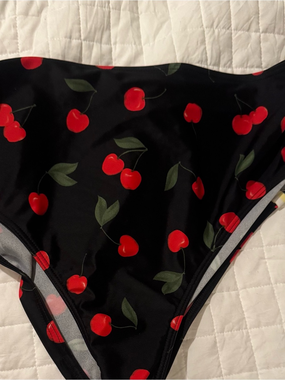Summersalt High Leg High Rise Bottom Black and Cherry Print Bottoms Size 10 NWOT